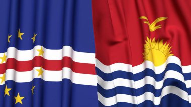 Gerçekçi kumaş dokusuna sahip CAPE VERDE ve KIRIBATI bayrakları