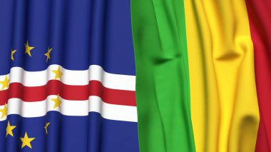 CAPE VERDE ve MALI bayrakları gerçekçi kumaş dokusuna sahip