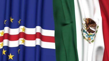 Gerçekçi kumaş dokusuna sahip CAPE VERDE ve MEXICO bayrakları