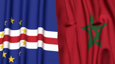 Gerçekçi kumaş dokusuna sahip CAPE VERDE ve FOCCO bayrakları