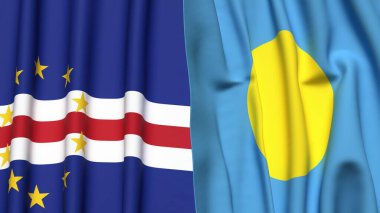 Gerçekçi kumaş dokusuna sahip CAPE VERDE ve PALAU bayrakları