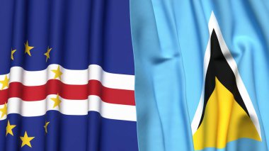 CAPE VERDE Bayrakları ve gerçekçi kumaş dokusuna sahip Aziz LUCIA