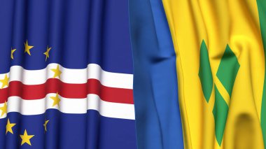 CAPE VERDE Bayrakları ve gerçekçi kumaş dokusuna sahip Aziz VINCENT