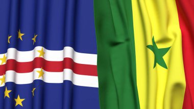 CAPE VERDE ve SENEGAL bayrakları gerçekçi kumaş dokusuna sahip