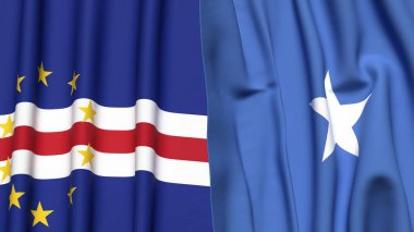 CAPE VERDE Bayrakları ve gerçekçi kumaş dokusuna sahip SOMALIA
