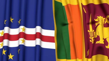 Gerçekçi kumaş dokusuna sahip CAPE VERDE ve SRI LANKA bayrakları
