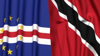 Gerçekçi kumaş dokusuna sahip CAPE VERDE ve TRINIDAD bayrakları