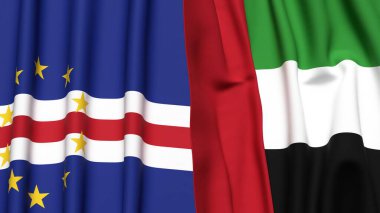 Gerçekçi kumaş dokusuna sahip CAPE VERDE ve BAE bayrakları