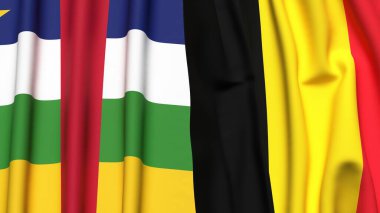 Orta Afrika Cumhuriyeti ve Çad 'ın gerçekçi kumaşlı bayrakları