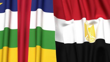 Orta Afrika Cumhuriyeti bayrakları ve gerçekçi kumaş dokusuna sahip EGYPT