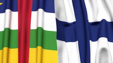 Orta Afrika Cumhuriyeti ve FINLAND bayrakları gerçekçi kumaş dokusuyla