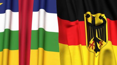 Orta Afrika Cumhuriyeti ve Almanya 'nın gerçekçi kumaş dokusuna sahip bayrakları