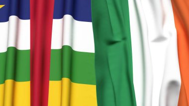 Orta Afrika Cumhuriyeti ve IRELAND bayrakları gerçekçi kumaş dokusuyla