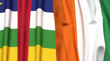 Orta Afrika Cumhuriyeti bayrakları ve gerçekçi kumaş dokusuna sahip IVORY Kıyı