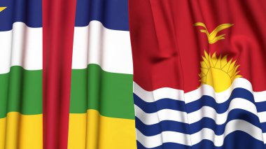 Orta Afrika Cumhuriyeti ve KIRIBATI bayrakları gerçekçi kumaş dokusuyla