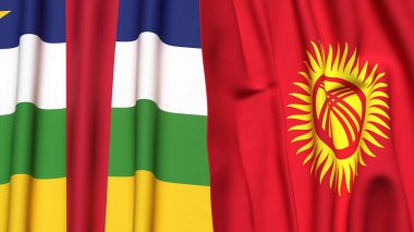 Orta Afrika Cumhuriyeti ve KYRGYZSTAN bayrakları gerçekçi kumaş dokusuyla