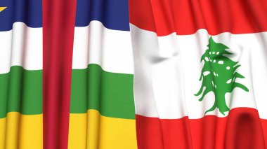 Orta Afrika Cumhuriyeti bayrakları ve gerçekçi kumaş dokusuna sahip LEBANON