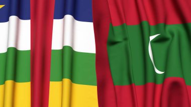 Orta Afrika Cumhuriyeti bayrakları ve gerçekçi kumaş dokusuna sahip sondaj araçları