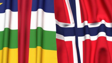 Orta Afrika Cumhuriyeti ve gerçek kumaş dokusuna sahip NORWay bayrakları