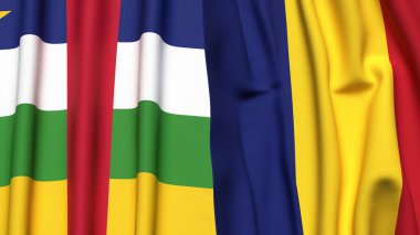 Orta Afrika Cumhuriyeti ve Roma 'nın gerçekçi kumaş dokusuna sahip bayrakları