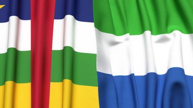 Orta Afrika Cumhuriyeti bayrakları ve gerçekçi kumaş dokusuna sahip SIERRA LEONE