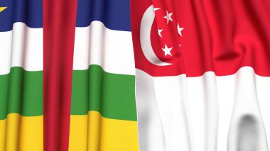Orta Afrika Cumhuriyeti bayrakları ve gerçekçi kumaş dokusuna sahip SINGAPORE