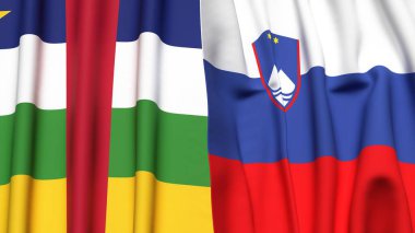 Orta Afrika Cumhuriyeti ve SLOVENIA bayrakları gerçekçi kumaş dokusuna sahip