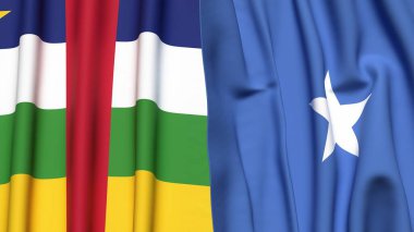 Orta Afrika Cumhuriyeti bayrakları ve gerçekçi kumaş dokusuna sahip SOMALYA