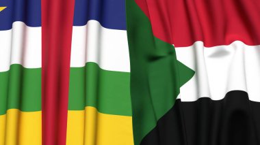 Orta Afrika Cumhuriyeti bayrakları ve gerçekçi kumaş dokusuna sahip SUDAN