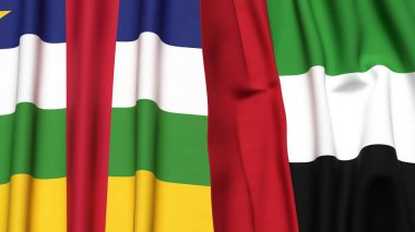 Orta Afrika Cumhuriyeti ve BAE bayrakları gerçekçi kumaş dokusuna sahip