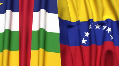 Orta Afrika Cumhuriyeti ve Venezuela 'nın gerçekçi kumaşlı bayrakları