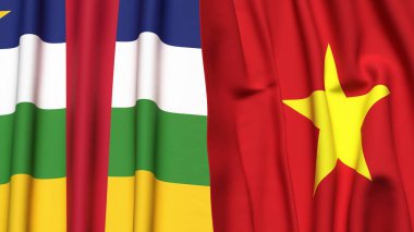 Orta Afrika Cumhuriyeti bayrakları ve gerçekçi kumaş dokusuna sahip VİETNAM