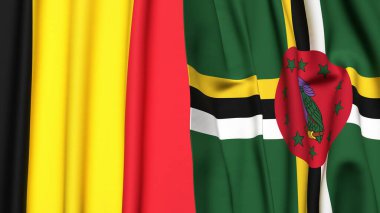 Çad ve DOMINICA bayrakları gerçekçi kumaş dokusuyla