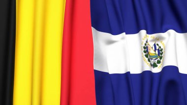 Çad ve EL SALVADOR bayrakları gerçekçi kumaş dokusuyla