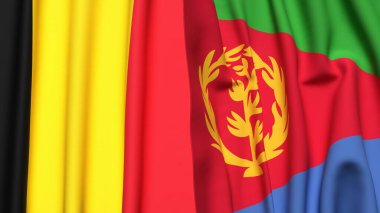 Çad ve ERITREA bayrakları gerçekçi kumaş dokusuyla