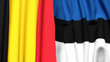 Çad ve Estonya bayrakları gerçekçi kumaş dokusuyla