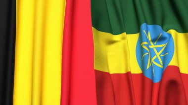 Çad ve ETHIOPIA bayrakları gerçekçi kumaş dokusuyla