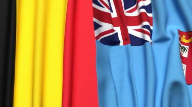 Çad ve FIJI bayrakları gerçekçi kumaş dokusuyla