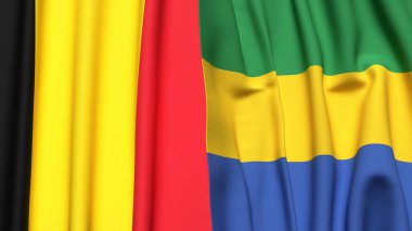 Çad ve GABON bayrakları gerçekçi kumaş dokusuyla