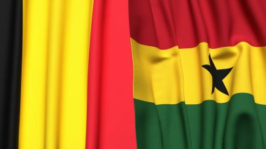 Çad ve GHANA bayrakları gerçekçi kumaş dokusuyla