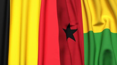 Çad ve Guinea-BISSAU bayrakları gerçekçi kumaş dokusuyla