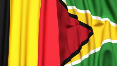 Çad ve GUYANA 'nın gerçekçi kumaş dokusuna sahip bayrakları