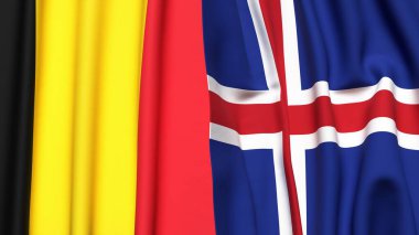 Çad ve ICELAND bayrakları gerçekçi kumaş dokusuyla