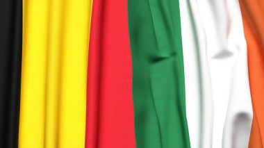 Çad ve IRELAND bayrakları gerçekçi kumaş dokusuyla