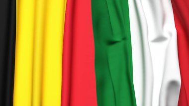 Çad ve İtalyan bayrakları gerçekçi kumaş dokusuyla