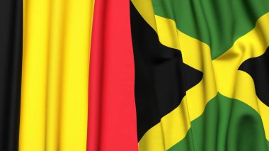 Çad ve JAMAICA bayrakları gerçekçi kumaş dokusuyla