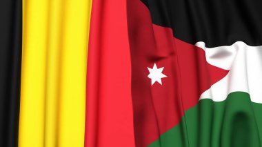 Çad ve JORDAN 'ın gerçekçi kumaş dokusuna sahip bayrakları