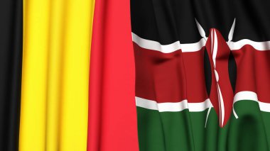 Çad ve KENYA bayrakları gerçekçi kumaş dokusuyla