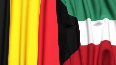 Çad ve KUWAIT bayrakları gerçekçi kumaş dokusuyla