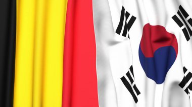 Çad ve Kore 'nin Bayrakları Gerçek kumaş dokusuyla